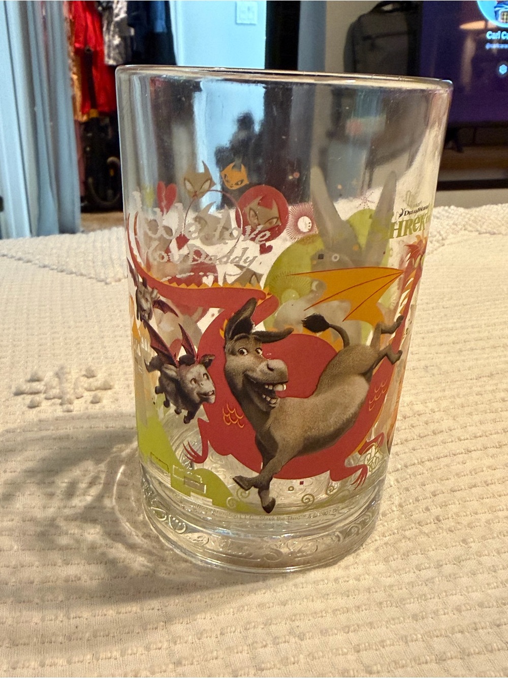 Vintage DreamWorks Shrek Donkey Multicolor Illustrated Drinking Glass